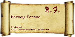Mervay Ferenc névjegykártya